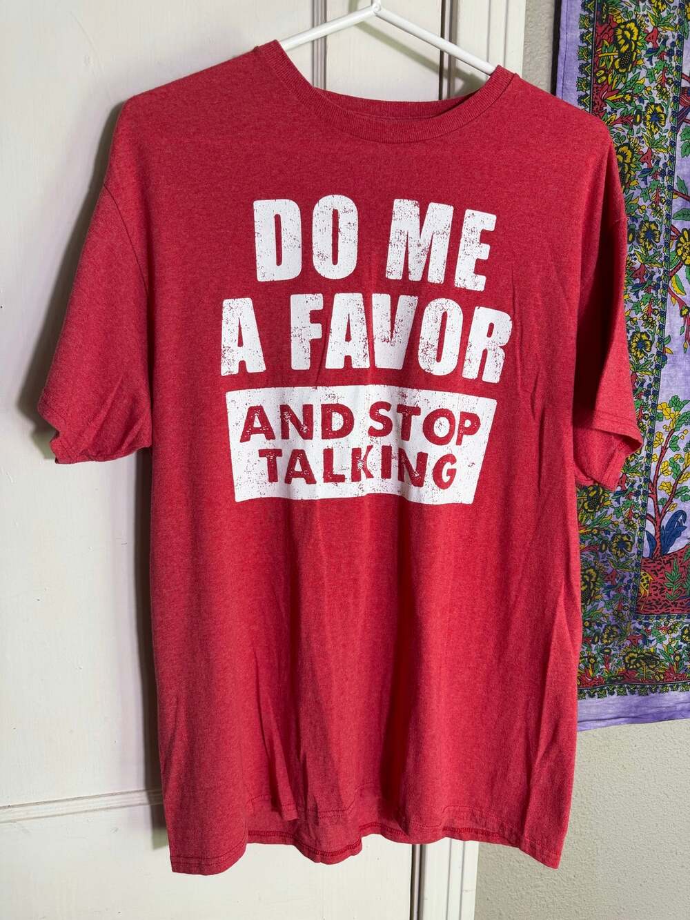 Delta Pro Weight Stop Talking Graphic Tee Red Crew Neck Mens L
